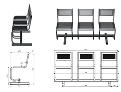 Секция стульев перфорированная трёхместная СП2