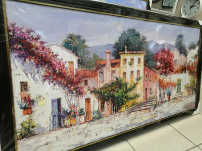 Картина в раме 50х100 см Luigi Florio - Paese mediterraneo