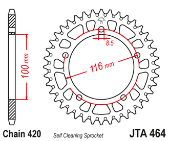 Звезда ведомая алюминиевая JT JTA464.44 (JTA464-44) (A464-44) для Kawasaki Off Road // Suzuki Off Road