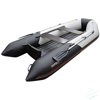 Лодка ПВХ Hunterboat Хантер Классика НД 345ЛКА Светло-Серый / Чёрный