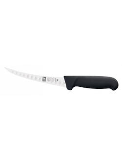 Нож обвалочный 150/290 мм. изогнутый (узкое лезвие с бороздками) черный SAFE Icel /1/6/