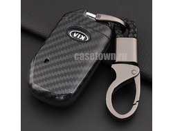 Чехол для ключа Киа К5 2020-2021 (Силикон и пластик под карбон)