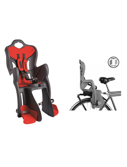 Детское заднее велокресло Bellelli B-One Clamp, тёмно-серое с красной вставкой до 22кг