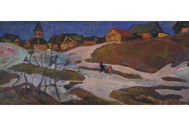 «Последний снег в деревне», 1966, холст, темпера, 60х138