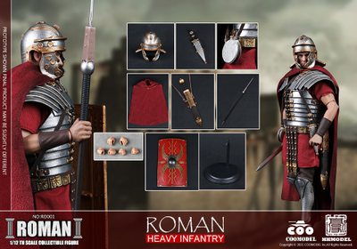 Римский легионер - КОЛЛЕКЦИОННАЯ ФИГУРКА 1/12 ROMAN - HEAVY INFANTRY (RO001) - COOMODEL x HHMODEL