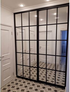 перегородка зеркало в темном профиле