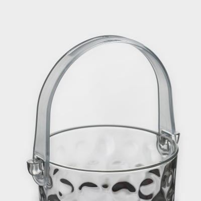 Ведерко для льда, 700 мл, стеклянное с платиковыми щипцами