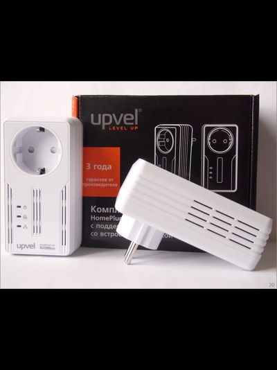 HomePlug AV 500 Мбит/с адаптер с поддержкой IP-TV, 2 порта RJ-45, розетка. 2 шт.