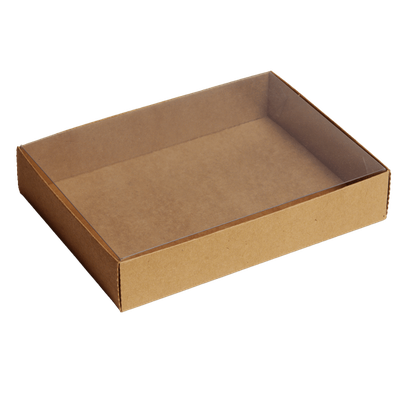 Коробка для конфет (крафт) с прозр. кр., 140*105*25мм