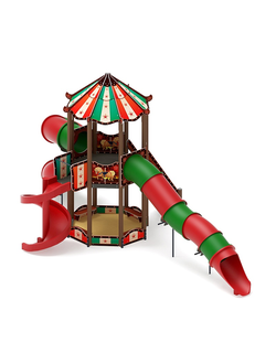 Серия «Карнавал» (Шапито) ДИК 2.22.01-01 H=2000 винтовой скат горка-труба игровой комплекс