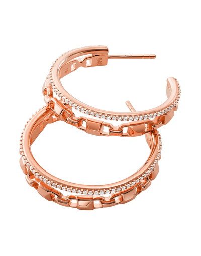 Серьги Майкл Корс со стразами серебряные