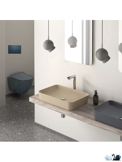 Унитаз CREAVIT FREE Basalt Mat Set c инсталляцией - комплект с сиденьем, клавишей DROP в цвете Steel Blue (FE320-11BM00E-0000 + GR5003.01 + GP2002.05 + KC0903.01.0600E)