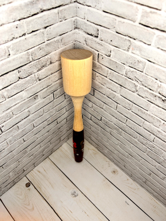 Толкушка деревянная 240*45 мм картофелемялка с росписью коричневый фон