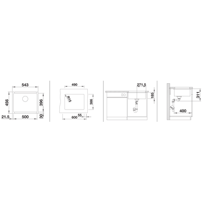 Мойка Blanco SUBLINE 500-U  PuraPlus