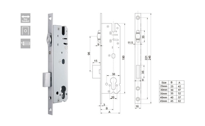 012-Замок врезной  92 -16 25  Ролик  для оконного профиля ( межкомнатные двери) (Планета 70 п310 )