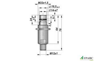 Индуктивный взрывозащищенный датчик SNI 19D-3-S-P12 резьба М22х1,5