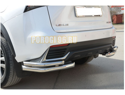 Защита заднего бампера двойная угловая  d60/42 для Lexus NX200/NX300 2017-