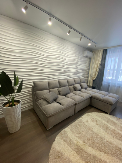 Гипсовая 3D панель "Волна двойная острая" (смонтированные панели)