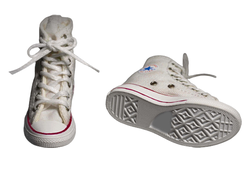 Женские кеды (белые) 1/6 hand-made high-top canvas women's shoes (WK-88007A) - WOLFKING