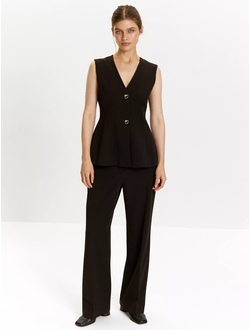 Брюки зауженного кроя (темный шоколад)