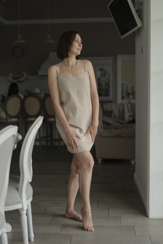 Комбинация короткая вареный хлопок бежевого цвета