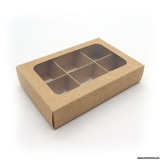 Коробка для конфет Бурый 6 шт (95 х 145 х 30 мм) Крышка - Дно