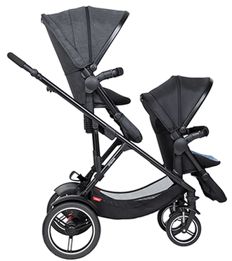 Коляска 2в1 для двойни Phil and Teds Voyager Charcoal Grey