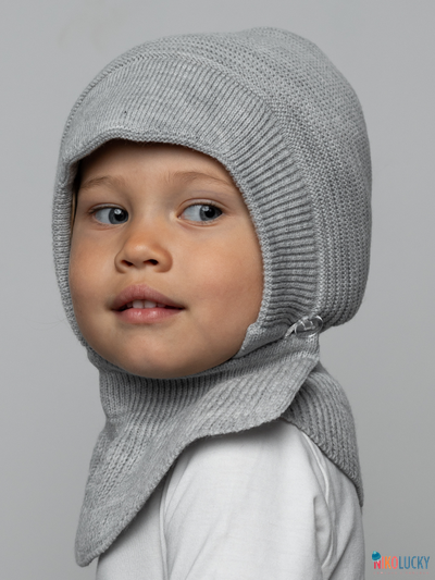 Шапка-шлем 24201-03 с утепл, х/б подклад,св-сер меланж 42-44