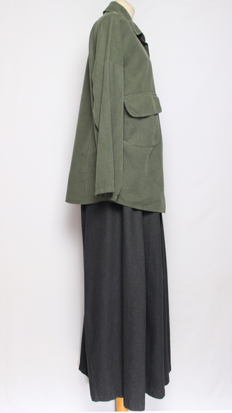 Рубашка Бохо вельветовая"КАРМАНЫ КЛАПАНЫ"  хаки до р.54