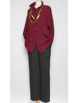 Рубашка Бохо "Вельвет асимметрия" винный