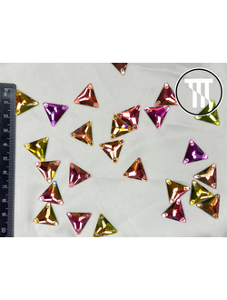 Стразы пришивные Треугольные, Crystal AB (pink and green), р-р 16 мм