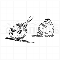 Штамп две пичужки, две синички на ветке