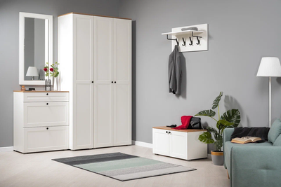 Шкаф-пенал Остин 13.225 белый шагрень, дуб вотан