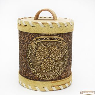 Берестяной туес d8 h10 «Шишки» Новосибирск сувенир