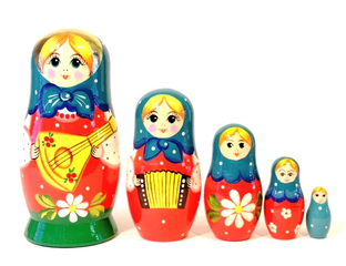 Русская матрешка с балалайкой 5 кукольная 180*90 мм