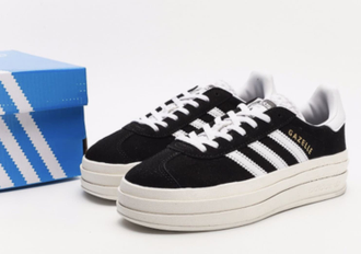 Adidas Gazelle Bold Black White (Экозамша) сбоку