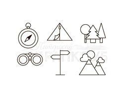 Штамп для скрапбукинга палатка, компас, бинокль