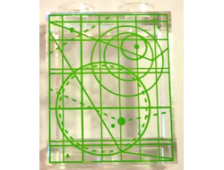 Panel 1 x 2 x 2 with Side Supports - Hollow Studs with Screen with Green Space Coordinates Pattern, Trans-Clear (87552pb047 / 6214624 / 6253247)