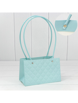 Пакет-сумочка "Тиснение Прямоугольник Мини" 19*12*10,5см Голубой КП12/50