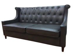 2-местный диван Семеон Орион айс ткань рогожка, цвет ножек - орех, размер 1300х800х800 сидение 440