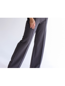 Брюки палаццо из футера со стрелками (графит)