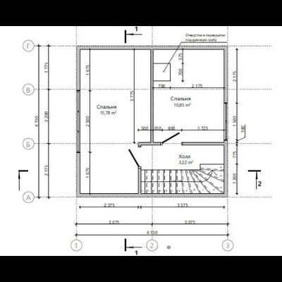Двухэтажный каркасный дом с двумя спальнями 50м² (SK64)