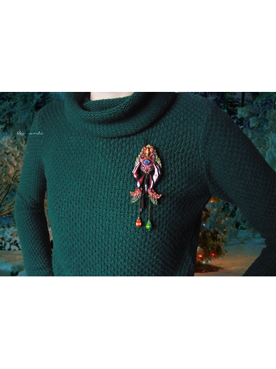 Коллекционная брошь &quot;Кошачья фотокамера&quot; в стиле стимпанк и Алисы в Стране Чудес