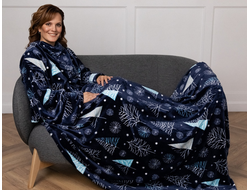 Плед с рукавами "Зимний вечер" из микрофибры (велсофта)