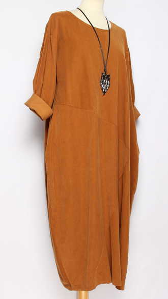 Платье  Бохо "Вельвет-тюльпан"горчица до р.54