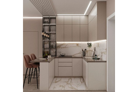 Кухня угловая с барной стойкой, 2400*3000мм. Материал фасадов МДФ. Срок изготовления от 30 рабочих дней. Цена на момент изготовления 172000 руб.