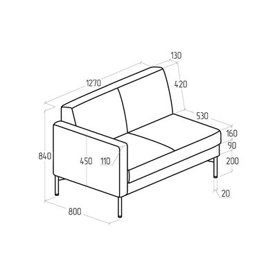 Модуль Everprof Gamma с подлокотником двухместный правый Экокожа Черный