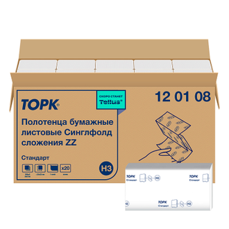 120108 Tork Tellus бумажные листовые полотенца Singlefold сложения ZZ 1 слой Cистема H3