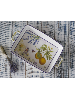 БЛЮДО ПРЯМОУГОЛЬНОЕ С РУЧКАМИ "ПРОВАНС ЛИМОНЫ" 32,5*19*6 СМ