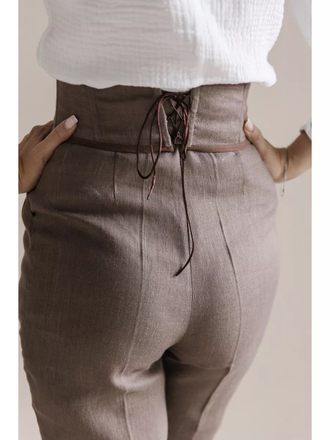 Пояс широкий корсетный для платья коричневый